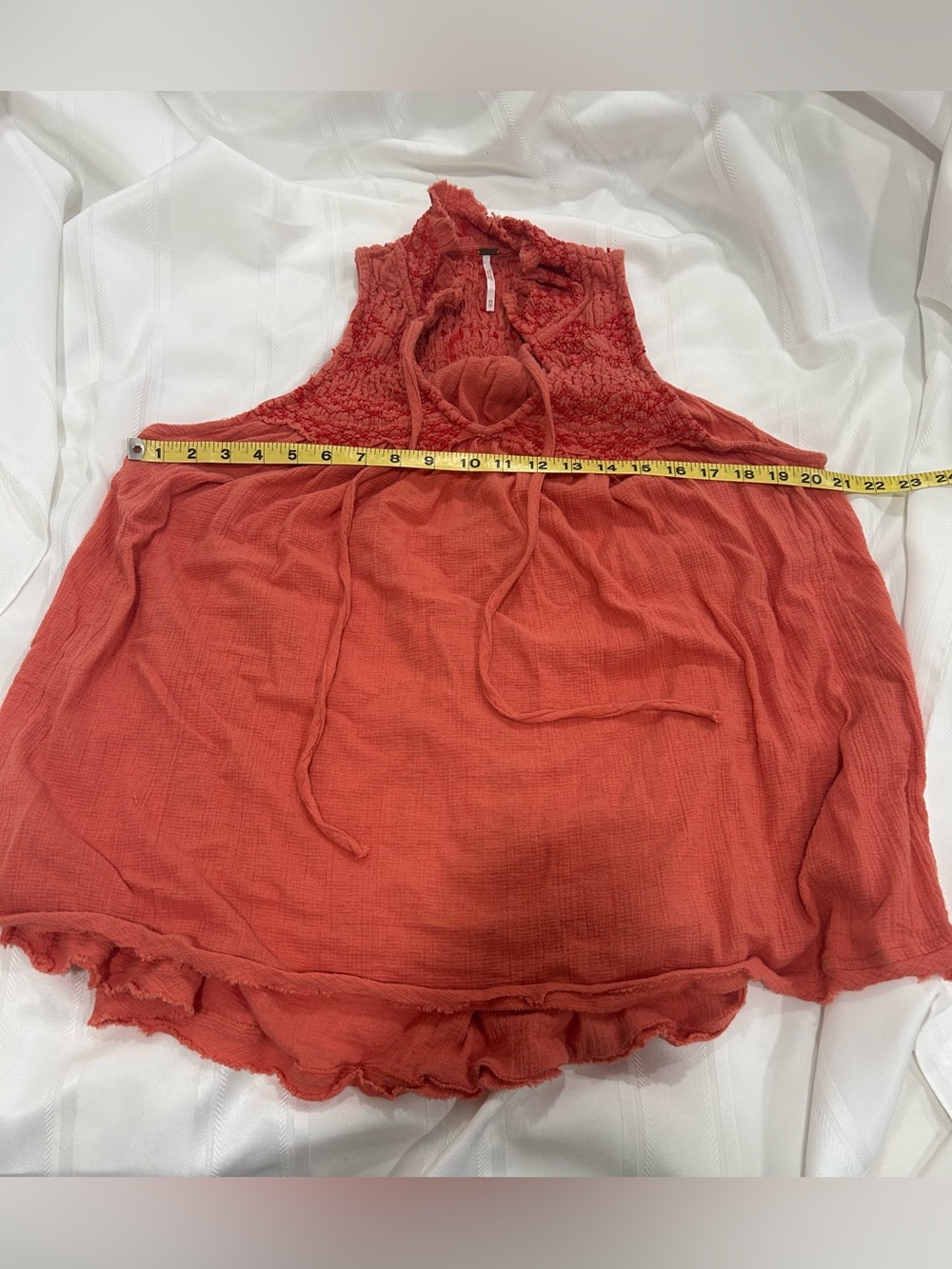 Free People Coral Gauze Boho Tank Top XS Oversized Sleeveless Peasant Blouse